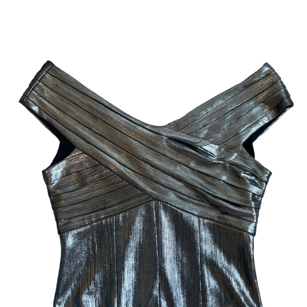 Retrofete Rowan Women’s Pleated Silver Chrome Off The Shoulder Bodysuit Size XS - Picture 3 of 14